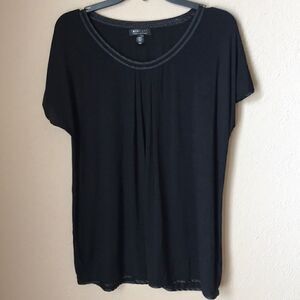 ❤️Midnight Carole Hickman Black Laced Ribbed Top